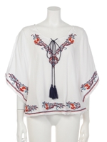 【ANAP】カラー刺繍ドルマンチュニック/WH