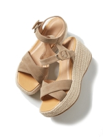 スエードクロスウェッジサンダル/ブラック