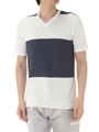 【AZUL by moussy】ニット切替Vネック半袖T/WHT