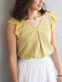 〓●JOC PE/C Vネック フリルブラウス/YELLOW