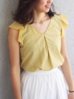 〓●JOC PE/C Vネック フリルブラウス/YELLOW