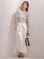 ウエストリボンタイプライターパンツ/ホワイト