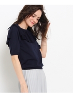 フリル&リボン使いニットプルオーバー/ピンク(072)