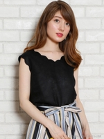 スカラリネンブラウス/ラズベリー