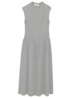 プリーツAラインリブニットワンピース/GRY