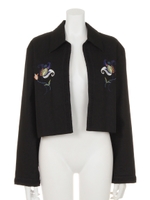 ステンカラーエンブロイダリーJK/ブラック