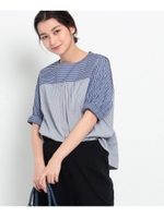 MIXストライプブラウス/ブラック(319)