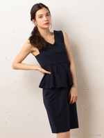 ストライプカットタイトスカート/カーキ