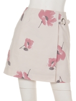 大花柄リングバックル台形スカート/オフホワイト