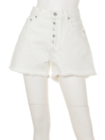 【Ca】ボタンフライショートデニム/ホワイト
