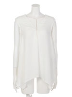 【LATINA】ネックレス付き両Vネックジョーゼットノースリーブトップス/WH