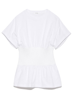 ウエストリブTシャツ/WHT