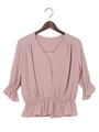 シフォン楊柳前釦ペプラム/TOPS/ラベンダー/ピンク