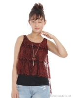 アクセ付髭レースプルオーバー/オフホワイト