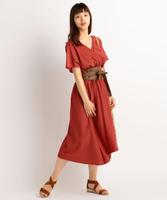 カシュクールシャーリングワンピース(無地/花柄)