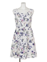 ブーケ花柄フレアワンピース/ブラック