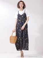 【sweet 7月号掲載】フラワープリントキャミワンピ/ブラウン