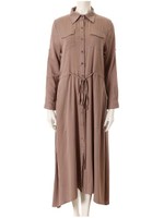 【インスタグラマーコラボ】ミリタリーロングシャツワンピース/ネイビー