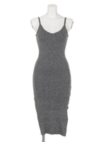 【LATINA】サイドスリットリブロングキャミワンピース/BK