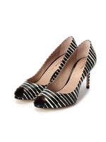 DEIMILLE オープントゥレザーパンプス/ブラック(319)