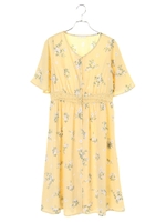 ・2way花柄シフォンガウン/マスタード