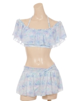 【Cretamoon】タイダイフリルトップビキニ/サックス