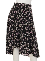 小花プリントイレギュラーヘムスカート/パウダーブルー