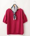 スカーフ付きパフ袖Tシャツ