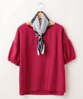 スカーフ付きパフ袖Tシャツ