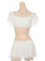 【Cretamoon】シフォンオフショルダービキニ/ホワイト