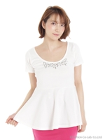 ビジューポンチペプラムTOPS/ホワイト