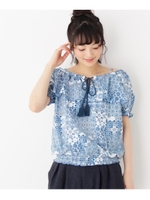 モロッコ柄プリントブラウス/オレンジ(167)