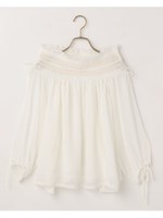 スモッキングオフショルトップス/ピンク