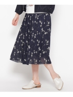 小花柄プリーツスカート/ネイビー(193)