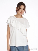フリルトッピングTシャツ/ホワイト