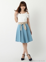 レースブラウスドッキングワンピ/緑系