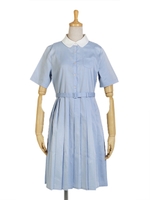 【F i.n.t】クレリック衿プリーツシャツワンピース/LIGHT BLUE