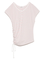 【emmi yoga】アシンメトリーギャザーTシャツ/WHTxRED