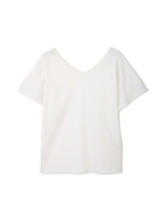 [ウォッシャブル]テンセルスムーススリットフレアースリーブカットソー/ブラック(010)