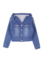 off-shoulder cut denim jacket/ICE BLUE