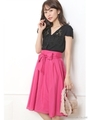 共ベルト付エアリースカート/ローズピンク