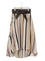 サッシュベルト付きストライプスカート/ベージュ