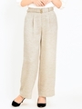 リネンライクベルト付ワイドパンツ/ベージュ