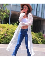 【anap mimpi】レースロングカーディガン/IV