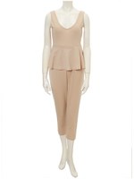 ぺプラムデザインコンビネゾン/ベージュ