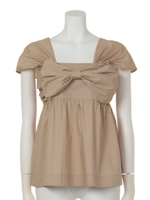 リボンモチーフノースリブラウス/ブルー