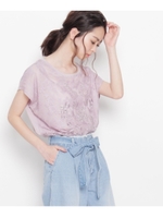 フロントメッシュレース刺繍カットソー/オフホワイト(003)