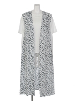 モノトーンフラワージレ×TシャツSET/柄WHT