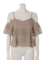 ドロップショルダーレースTOPS/ブラック