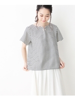 フェイクパールネックピン付カットソー/グレー(312)